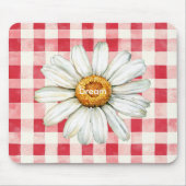 Red Cream Plaid Daisy Flower Muismat (Voorkant)
