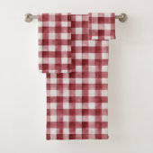 Red Cream Plaid Stripes Bad Handdoek (Insitu)