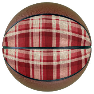 Red Cream Plaid Stripes Basketbal