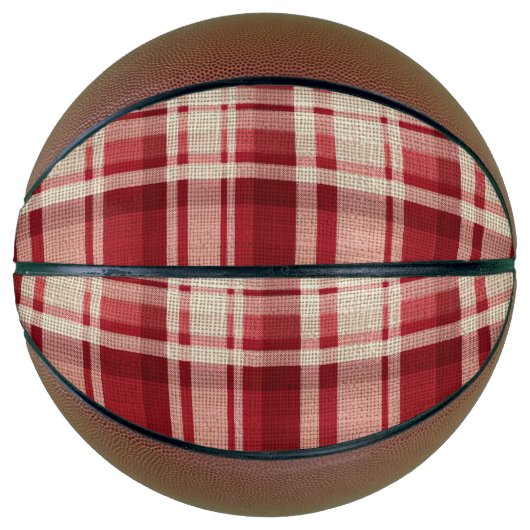 Red Cream Plaid Stripes Basketbal (Voorkant)