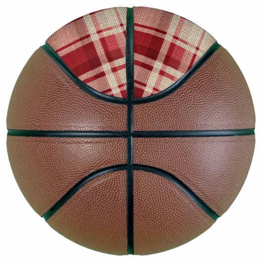 Red Cream Plaid Stripes Basketbal (Rechts)
