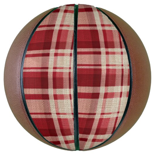 Red Cream Plaid Stripes Basketbal (Verticaal)