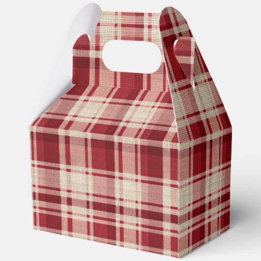 Red Cream Plaid Stripes Bedankdoosjes (Achterkant)