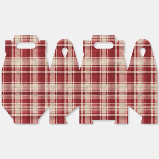 Red Cream Plaid Stripes Bedankdoosjes (Ongevouwen)