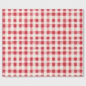 Red Cream Plaid Stripes Birthday Cadeaupapier (Vlak)