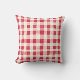 Red Cream Plaid Stripes Birthday Kussen