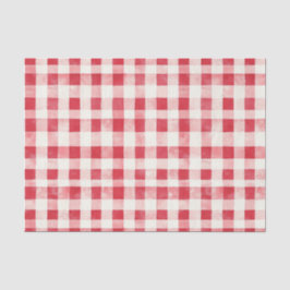 Red Cream Plaid Stripes Birthday Tissuepapier