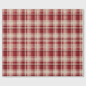 Red Cream Plaid Stripes Cadeaupapier (Vlak)