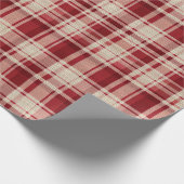 Red Cream Plaid Stripes Cadeaupapier (Hoek)