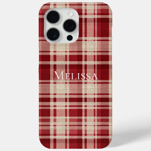 Red Cream Plaid Stripes Case-Mate iPhone Case (Achterkant)