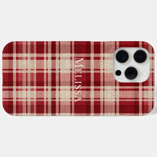 Red Cream Plaid Stripes Case-Mate iPhone Case (Achterkant (horizontaal))