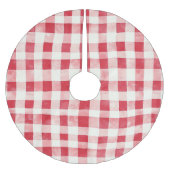 Red Cream Plaid Stripes Christmas Kerstboom Rok (Voorkant)
