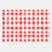 Red Cream Plaid Stripes Dots Birthday Inpakpapier Vel (Voorkant)