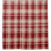 Red Cream Plaid Stripes Douchegordijn (Voorkant)