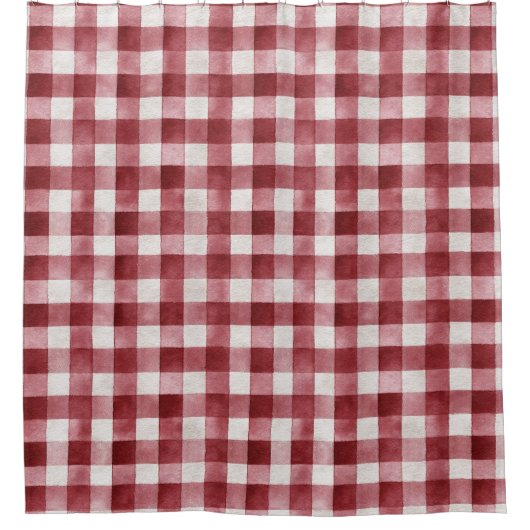 Red Cream Plaid Stripes Douchegordijn (Voorkant)
