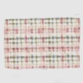 Red Cream Plaid Stripes  Golfhanddoek (Horizontaal)