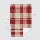 Red Cream Plaid Stripes Golfhanddoek (Insitu)