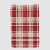 Red Cream Plaid Stripes Golfhanddoek (Voorkant)