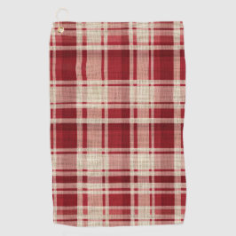 Red Cream Plaid Stripes Golfhanddoek