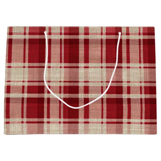 Red Cream Plaid Stripes Groot Cadeauzakje (Voorkant)