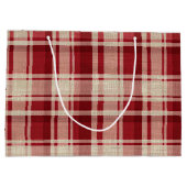Red Cream Plaid Stripes Groot Cadeauzakje (Achterkant)