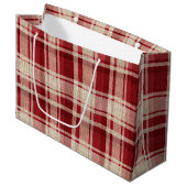 Red Cream Plaid Stripes Groot Cadeauzakje (Voorkant Gekanteld)