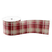 Red Cream Plaid Stripes Grosgrain Lint (Spoel)