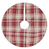 Red Cream Plaid Stripes Kerstboom Rok (Voorkant)