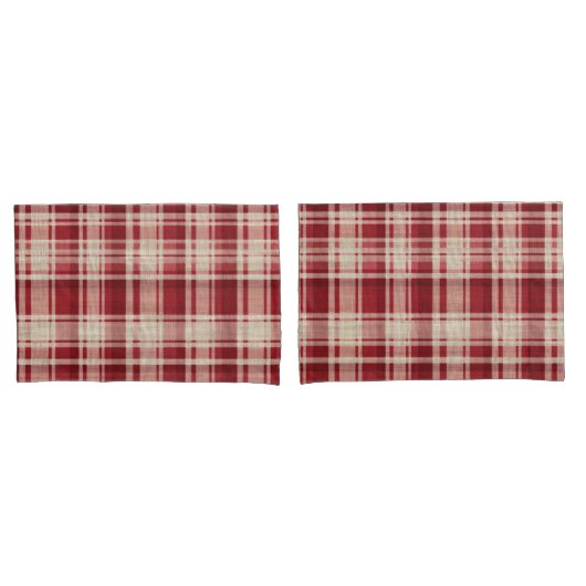 Red Cream Plaid Stripes Kussensloop (Voorkant-Set)