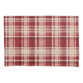 Red Cream Plaid Stripes Kussensloop