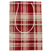 Red Cream Plaid Stripes Medium Cadeauzakje (Voorkant)