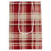Red Cream Plaid Stripes Medium Cadeauzakje (Achterkant)