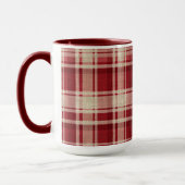 Red Cream Plaid Stripes Mok (Links)