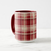 Red Cream Plaid Stripes Mok (Voorkant links)