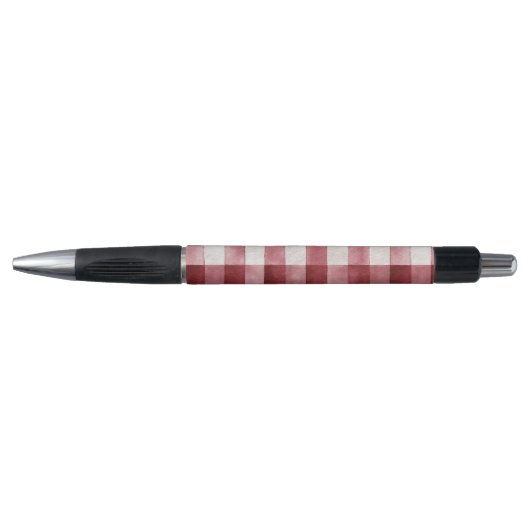 Red Cream Plaid Stripes Pen (Voorkant)