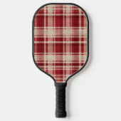 Red Cream Plaid Stripes Pickleball Paddle (Voorkant)