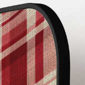 Red Cream Plaid Stripes Pickleball Paddle (Links Detail)
