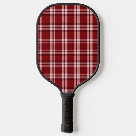 Red Cream Plaid Stripes Pickleball Paddle (Achterkant)