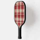 Red Cream Plaid Stripes Pickleball Paddle (Links)