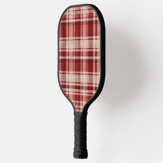 Red Cream Plaid Stripes Pickleball Paddle (Links)