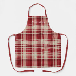 Red Cream Plaid Stripes Schort