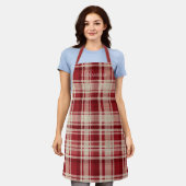 Red Cream Plaid Stripes Schort (Gedragen)