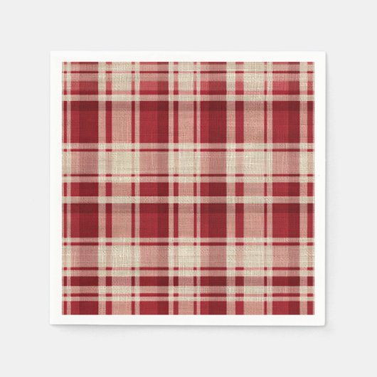 Red Cream Plaid Stripes Servet (Voorkant)