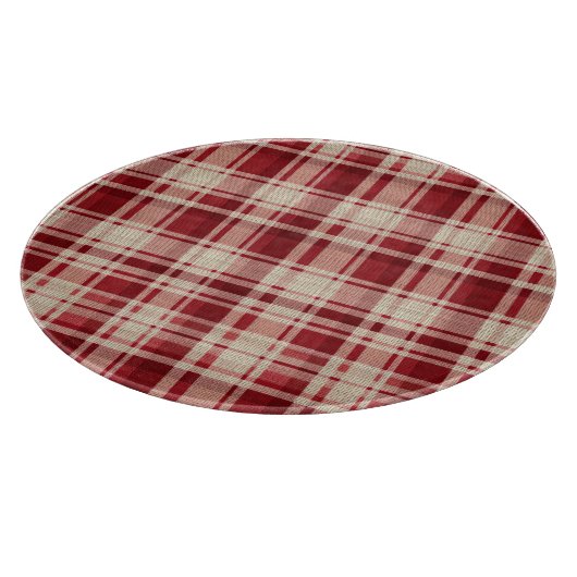 Red Cream Plaid Stripes Snijplank (Hoek)