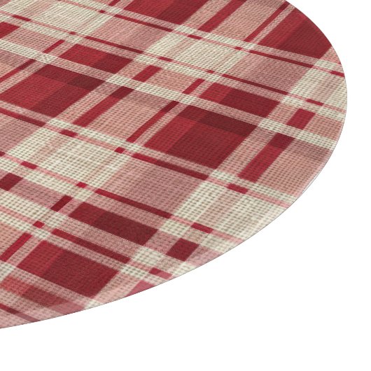 Red Cream Plaid Stripes Snijplank (Hoek)