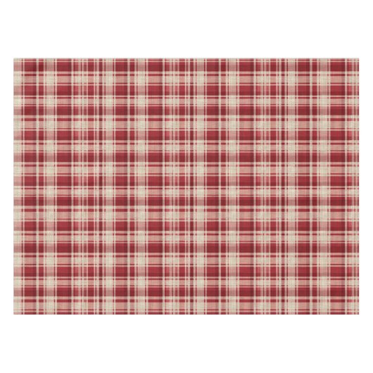 Red Cream Plaid Stripes Tafelkleed (Voorkant (Horizontaal))