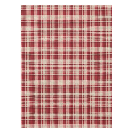 Red Cream Plaid Stripes Tafelkleed (Voorkant)