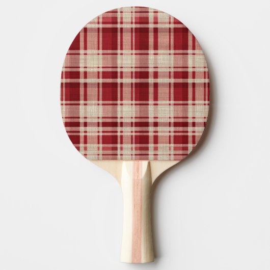 Red Cream Plaid Stripes Tafeltennisbatje (Voorkant)