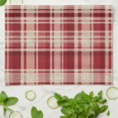 Red Cream Plaid Stripes Theedoek (Gevouwen)