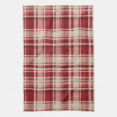 Red Cream Plaid Stripes Theedoek (Verticaal)
